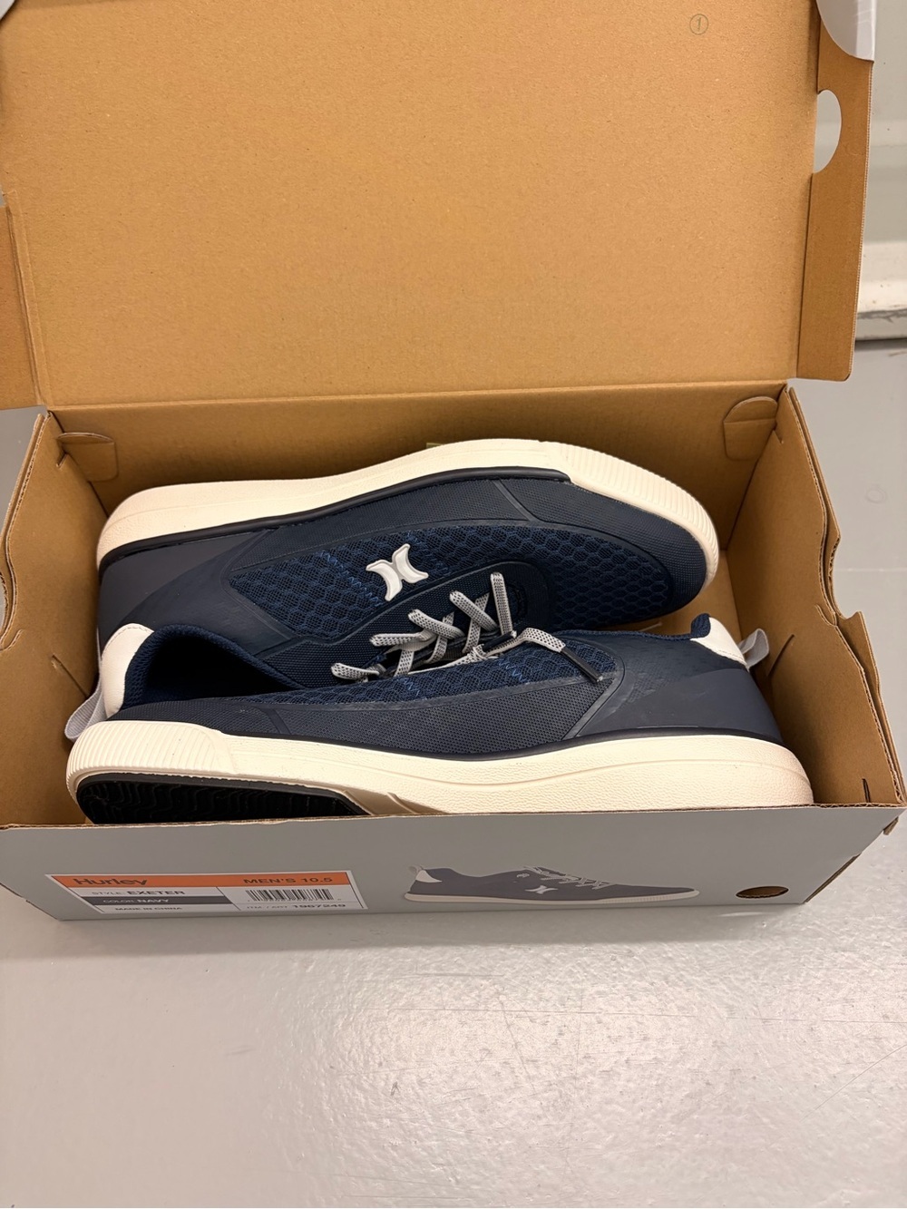 Hurley Exeter Navy Blue Mesh Lace Up Memory Foam Sneakers Men's Size 10.5 NEW - Picture 4 of 5